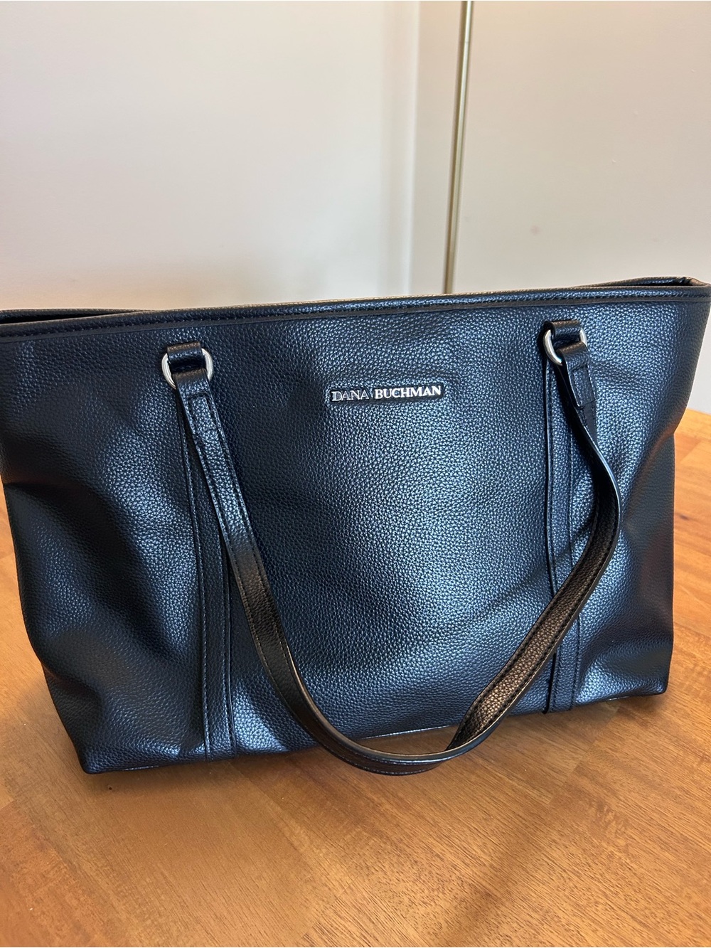 Dana Buchman Black Pebbled Leather Shoulder Tote